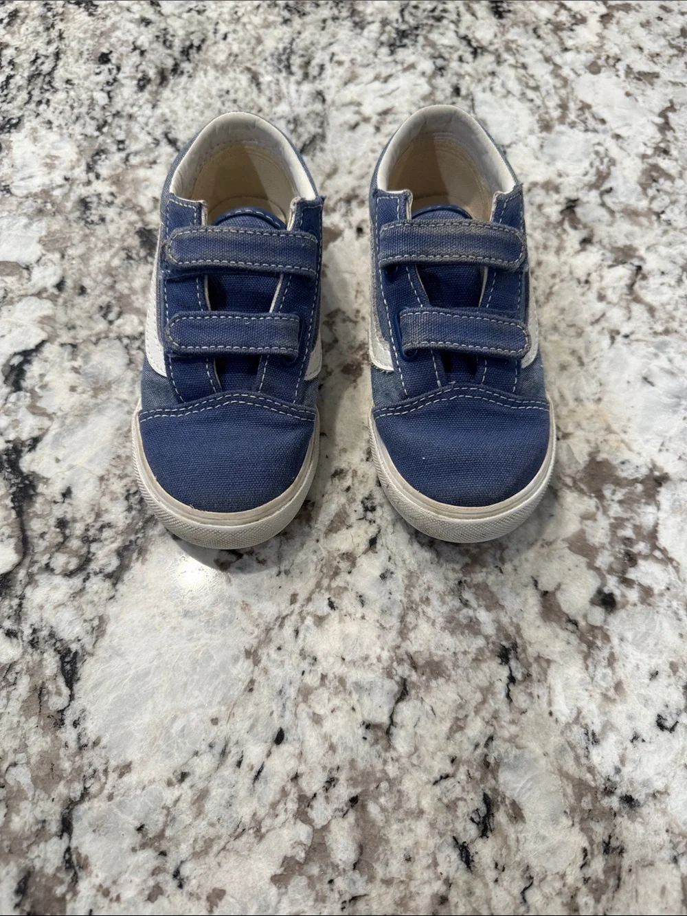 Kids Vans Navy Canvas Velcro Sneakers